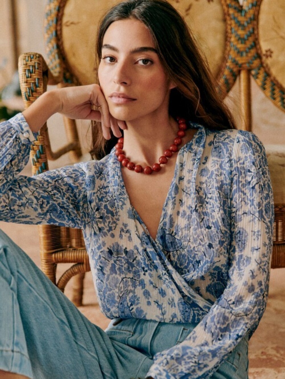 *NWT* [Sezane] Abelia Blouse in Alcazar Blue, Size 38/6